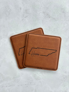 TN Home Square Leatherette Coasters