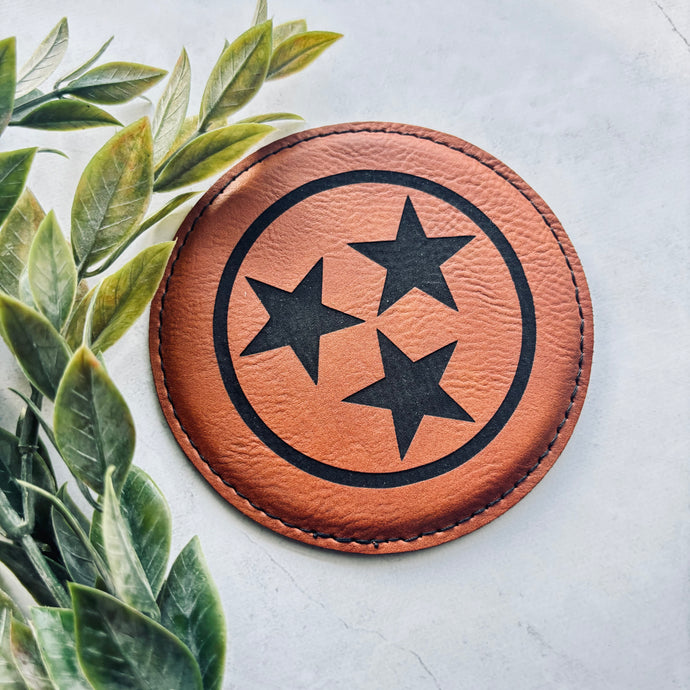 TriStar Round Leatherette Coasters