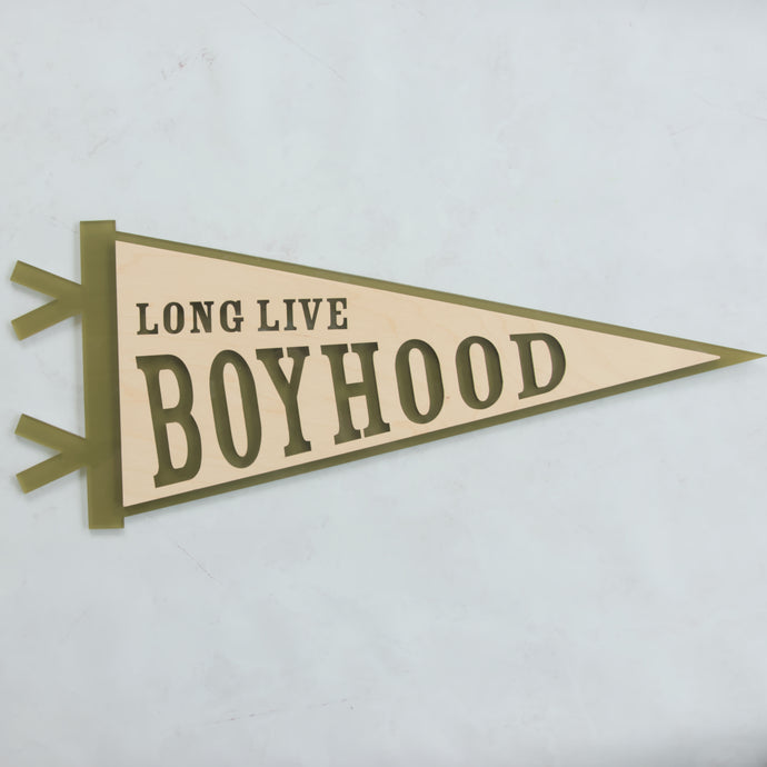 LONG LIVE BOYHOOD PENNANT BANNER WALL SHAPE | Multiple Color Options