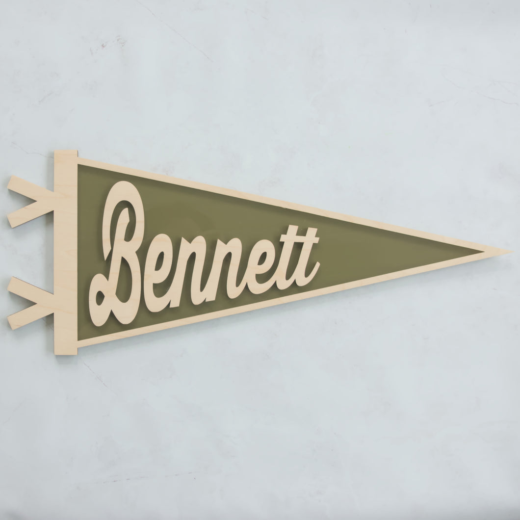 NAME PENNANT BANNER WALL SHAPE | Multiple Color and Personalization Options