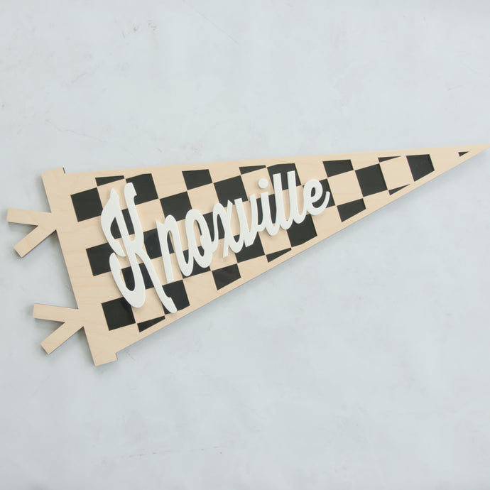 PERSONALIZED CHECKERED PENNANT BANNER WALL SHAPE | Multiple Color and Personalization Options