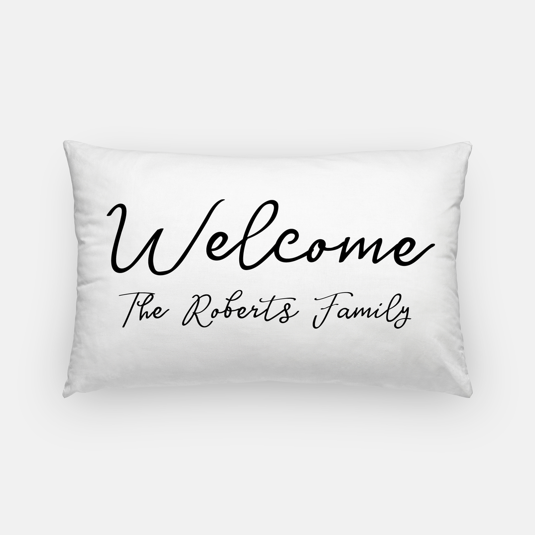 Lumbar Canvas Pillow - Welcome Family Name